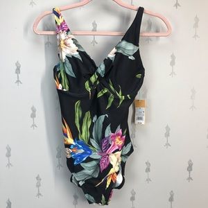 Black and Floral One Piece